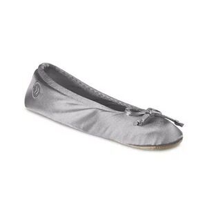 ISOTONER Women's Satin Suede Ballet Slipper Ash Gray Silver, S (Shoe Sz 5/6) NEW